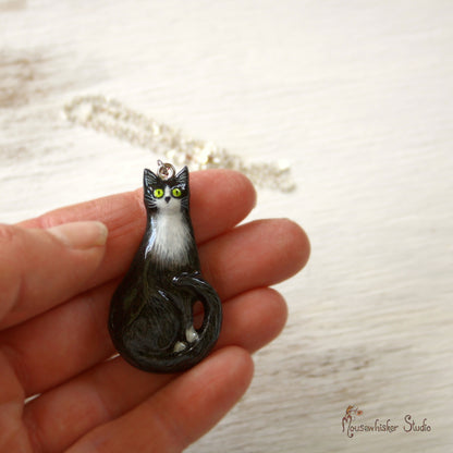 Black & White Cat Pendant