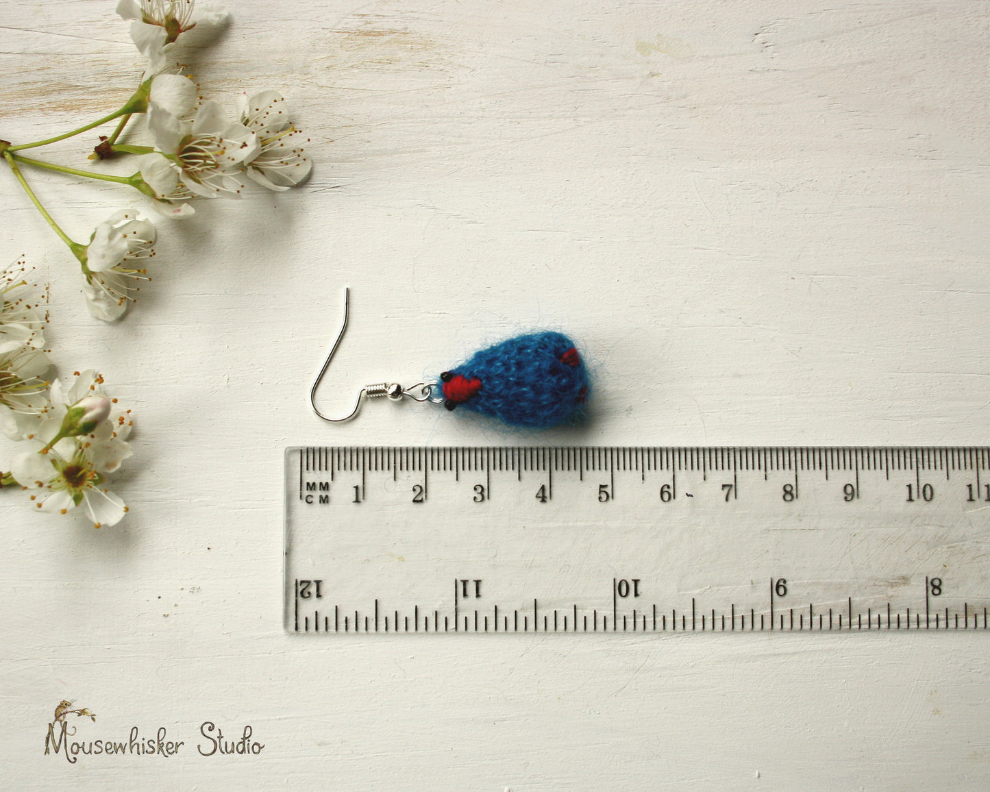 Crocheted Fuzzy Pukeko Earrings