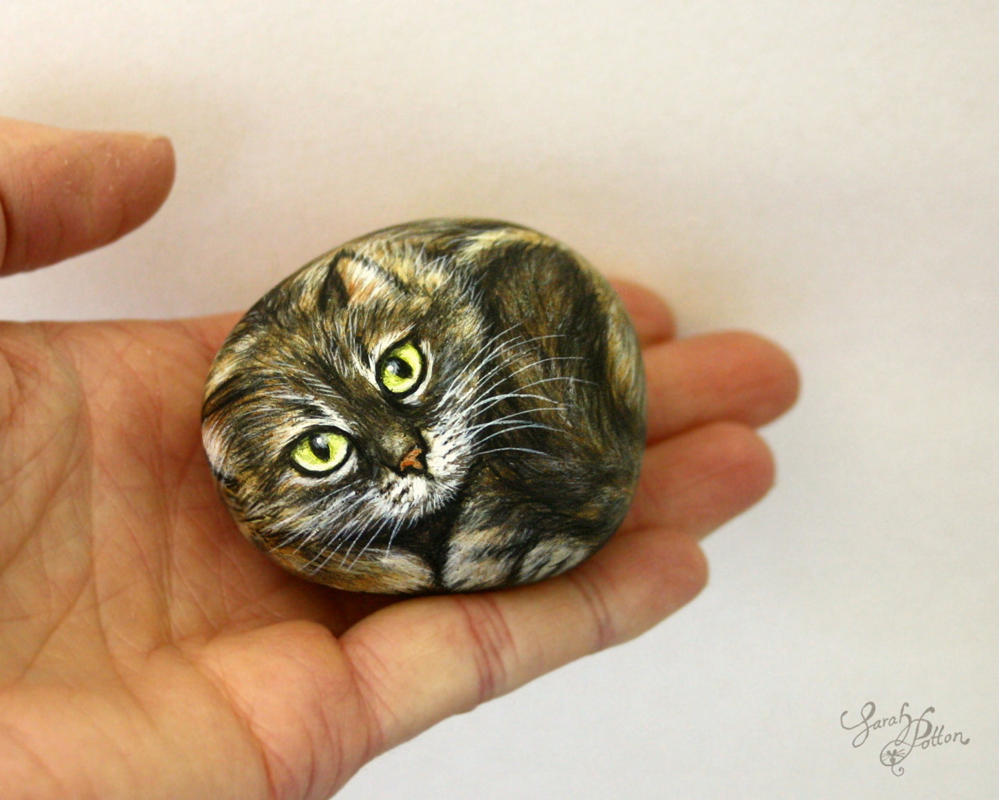 Longhaired Brown Tabby Stone Painting