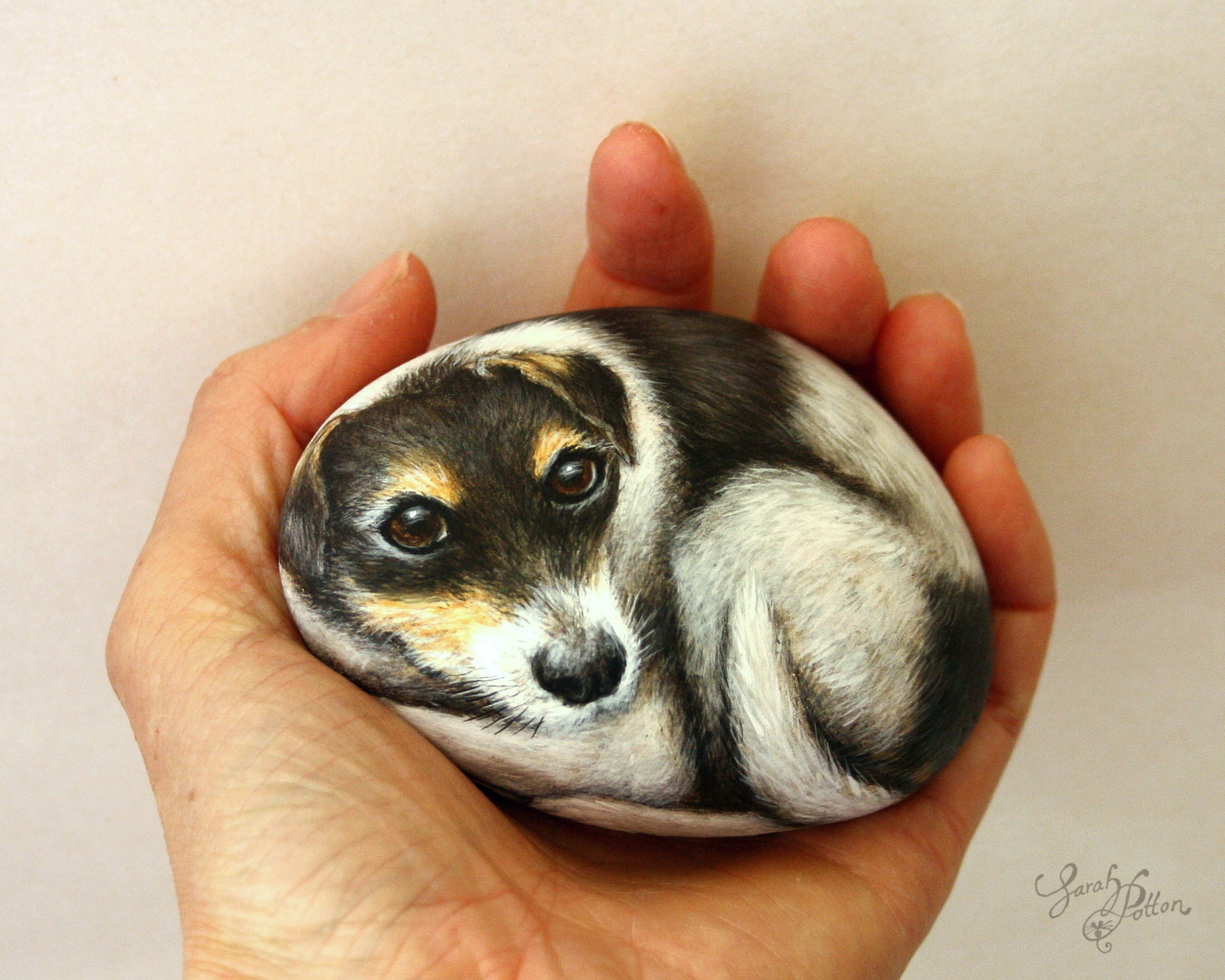 A outlet hand painted dog rock