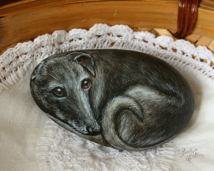 Greyhound Painting on a Stone