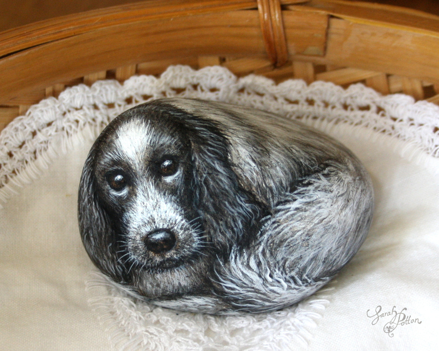 Blue Roan Cocker Spaniel Stone Painting