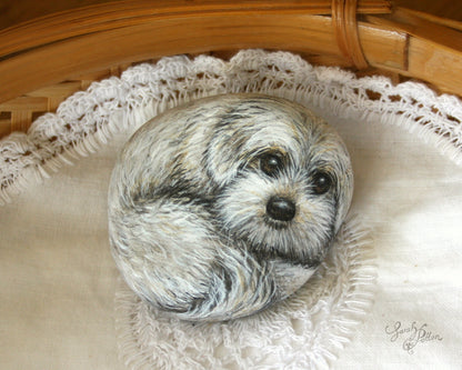 Bichon Frise Puppy Dog Painted Stone