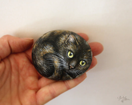 Tortoiseshell Cat Stone Painting