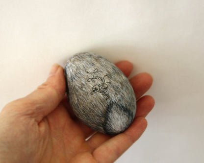 Sleeping Grey Lop Rabbit Painted Stone