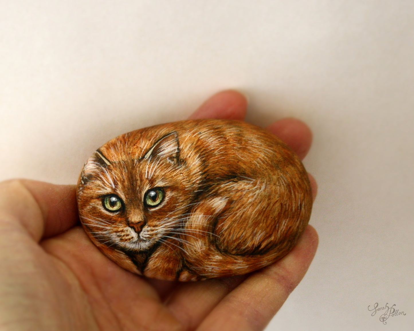 Painted Rock - Orange Tabby Cat