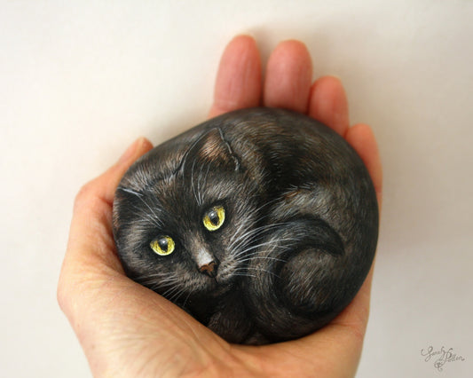 Black Cat Rock Painting