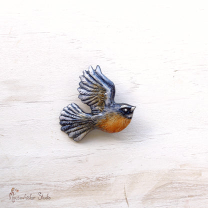 NZ Fantail Brooch