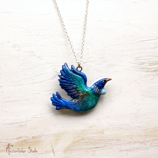 NZ Tui Necklace - Bird Art Jewellery