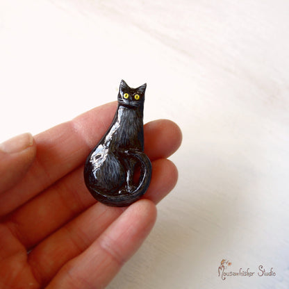 Black Cat Pin - Animal Art