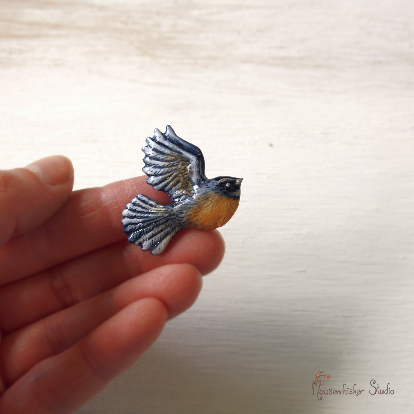 Fantail Pin - Native Bird Artwork