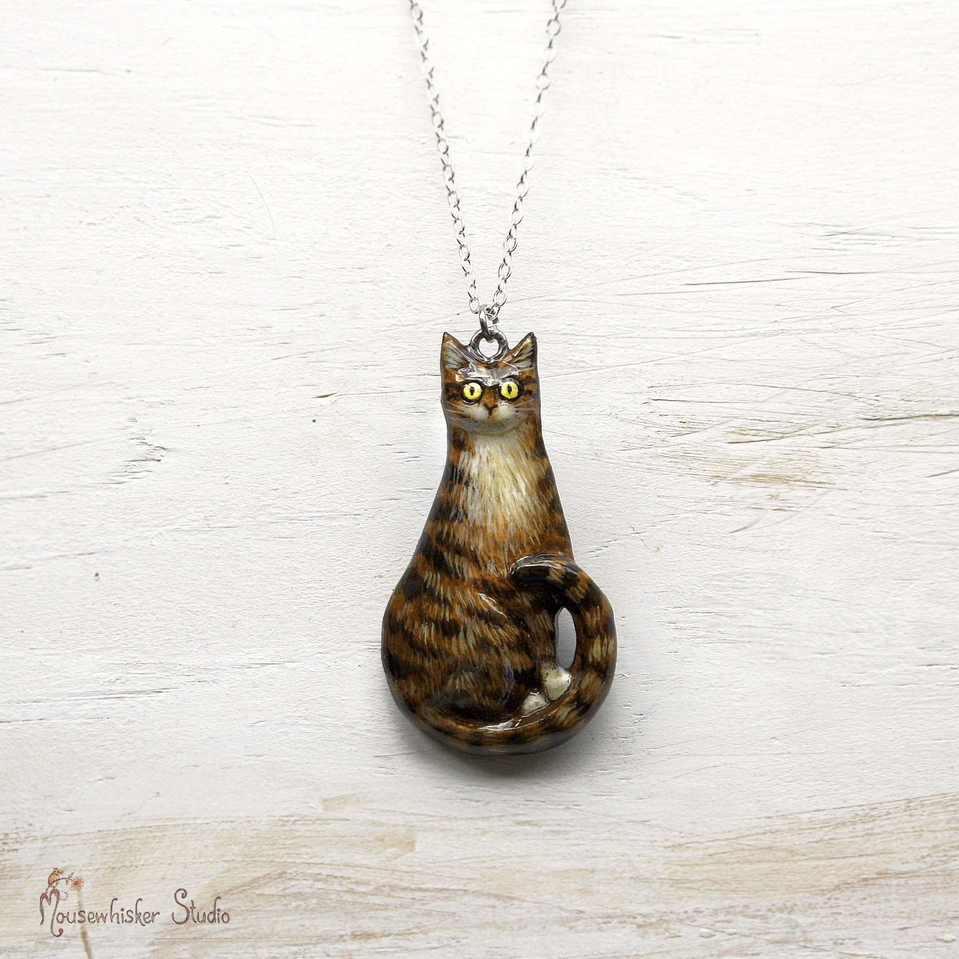 Brown Tabby Cat Necklace