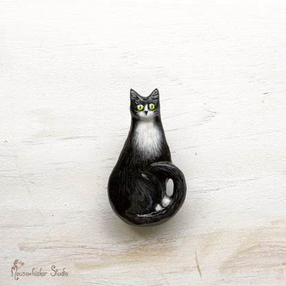 Black & White Cat Brooch