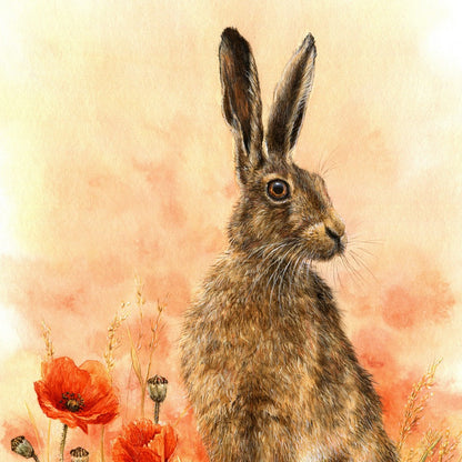 Hare Print - Woodland & Floral Wall Art - Wild Rabbit Artwork