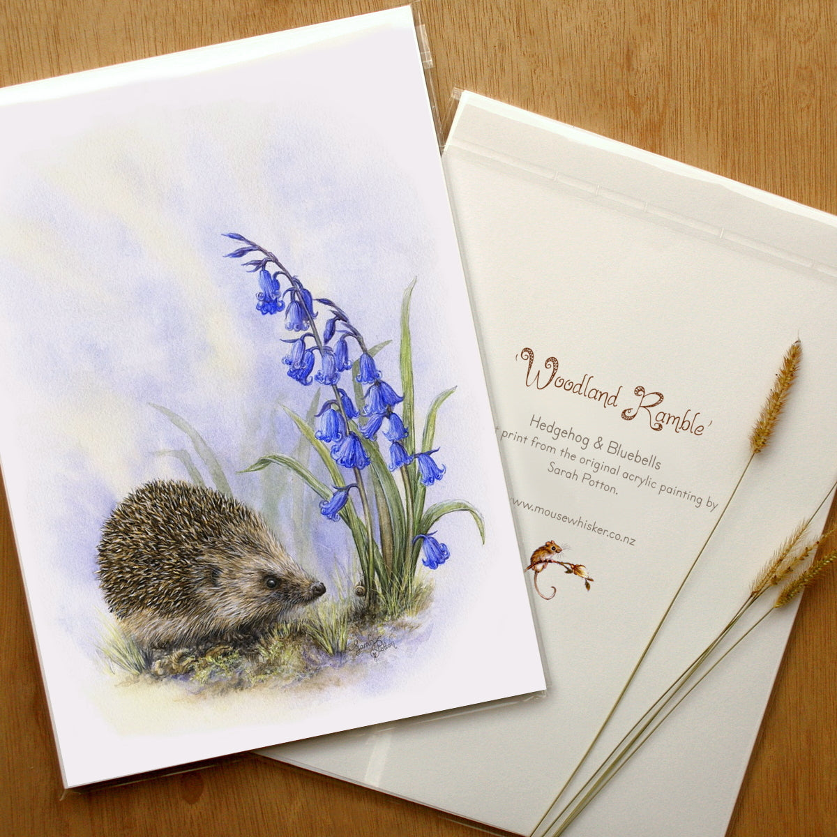 hedgehog print & blue wild flowers - cute animal decor
