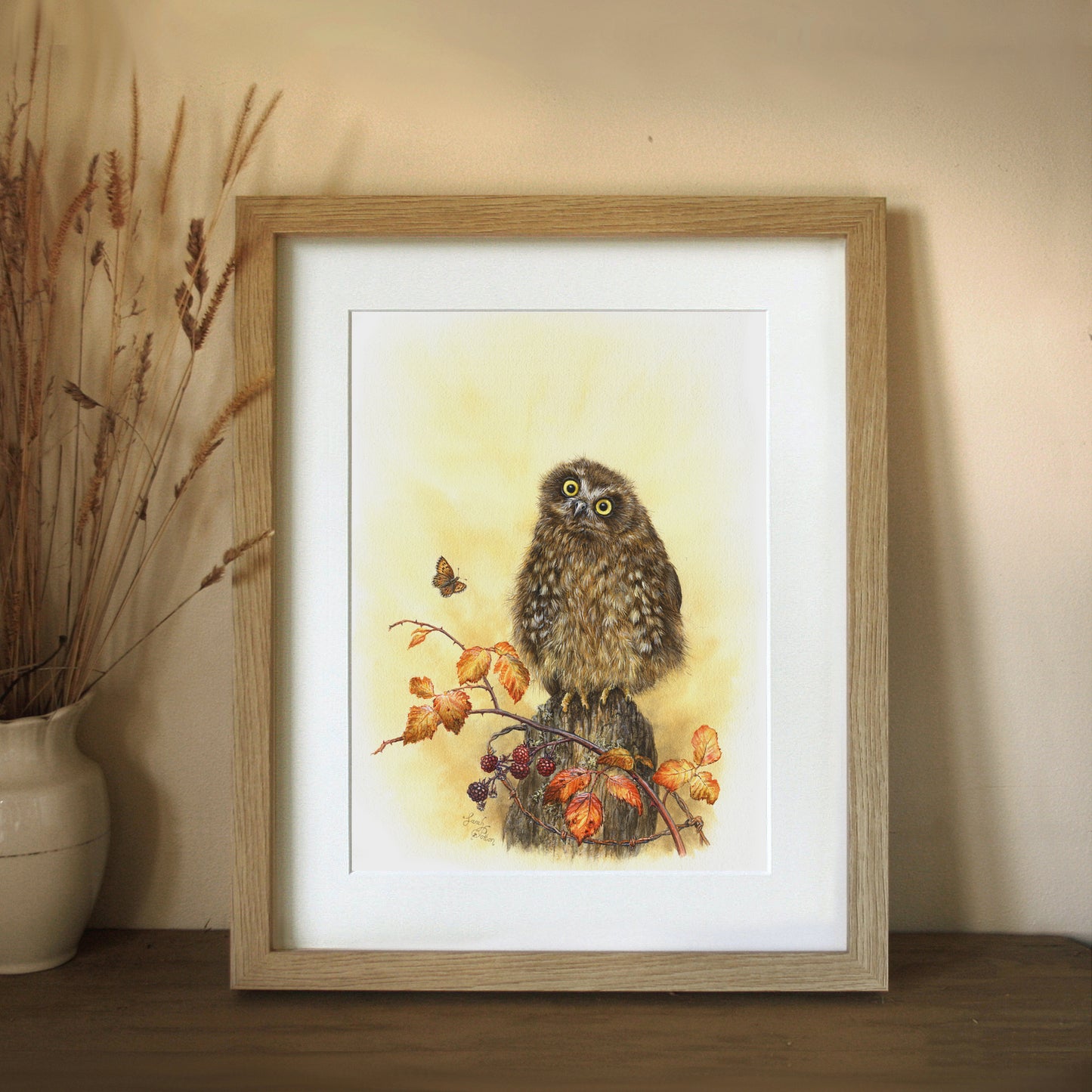 Framed Print of Baby Owl - Art for Children's Room